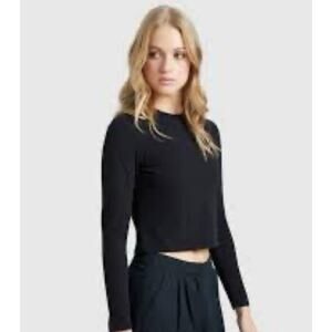 Abercrombie And Fitch Ribbed Top Black Cropped Size L